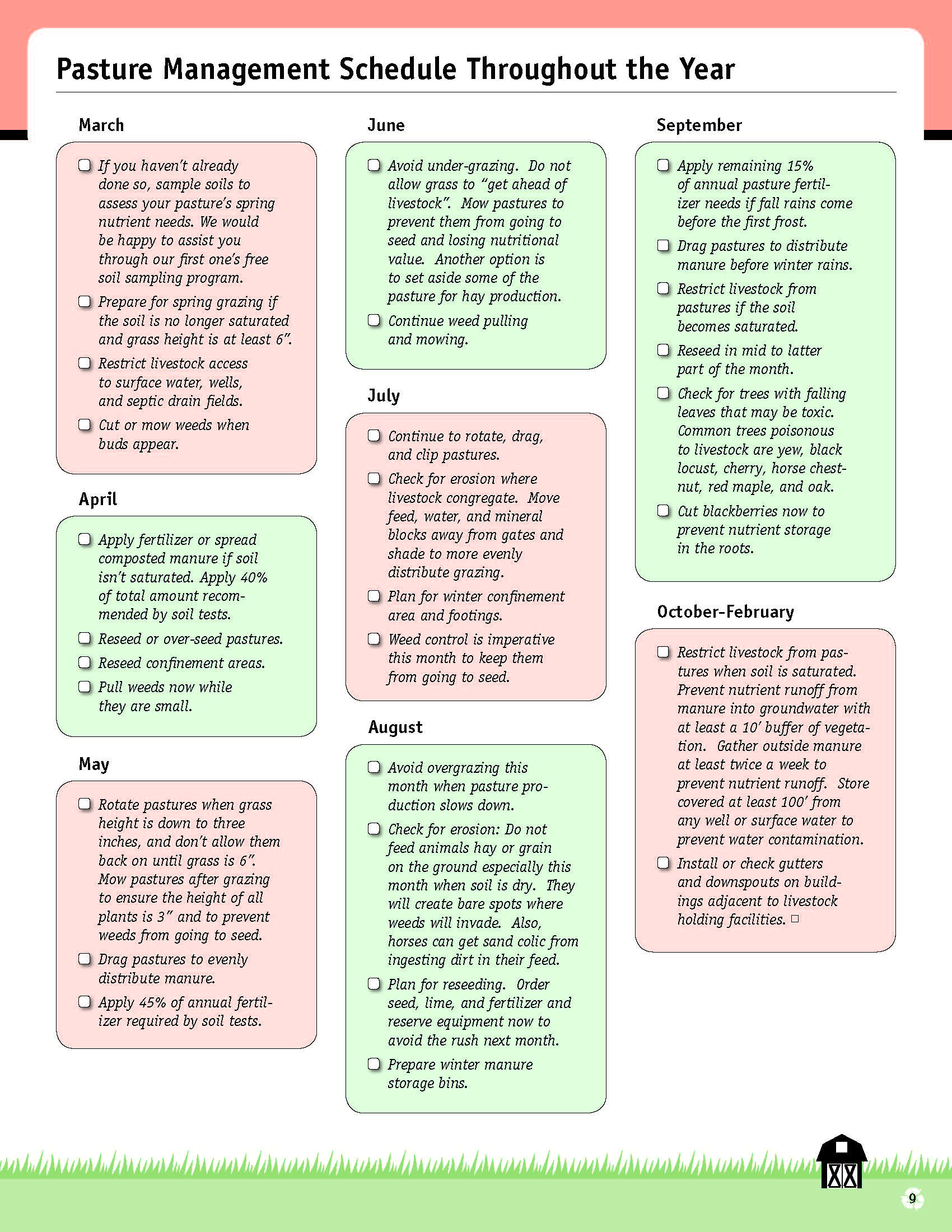 Pasture Management Schedule